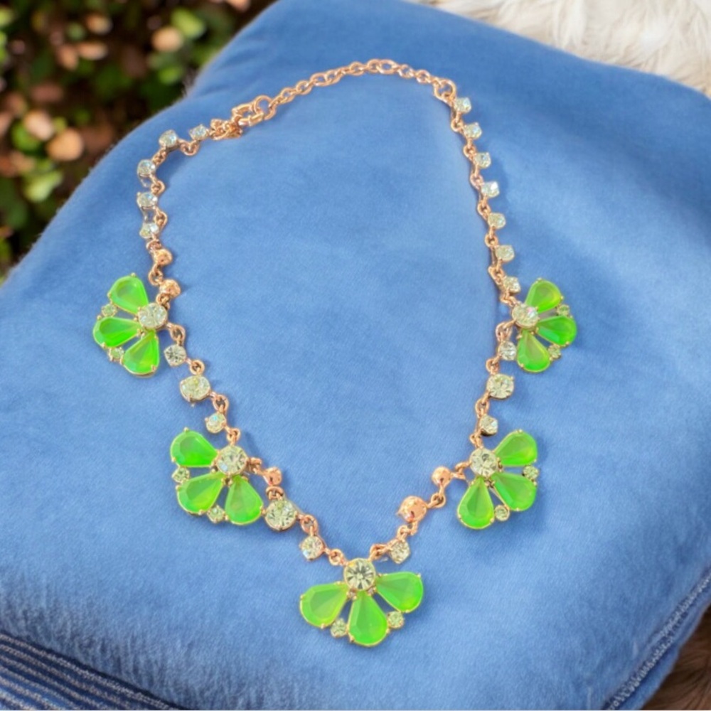 J Crew Crystal Necklace Green